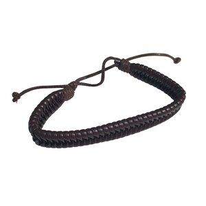 Brown Woven Adjustable Bracelet Handmade Cord Leather Unisex Braided Jewelry
